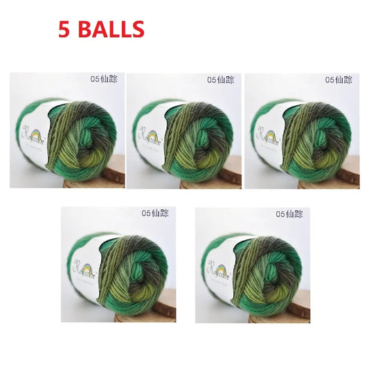 100% Wool Yarn Rainbow Color for Hand Knitting Crochet Plush Thickness Lanas Thread DIY Soft Scarf Shawl Sweater Free Shipping