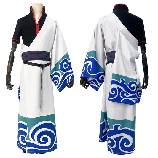 HOLOUN Gintama Anime Sakata Gintoki Cosplay Costume Wig Kimono Top Pants Cos Convention Halloween Christmas Gift SS69 98.69 Costume only / XXL / CHINA