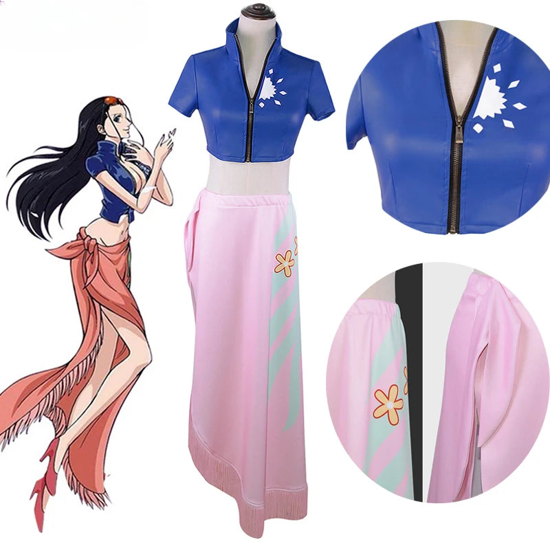 Nico Robin Cosplay Costume Top and Wrap Skirfor Women One Piece Anime Nico Robin Outfit Dress SS69