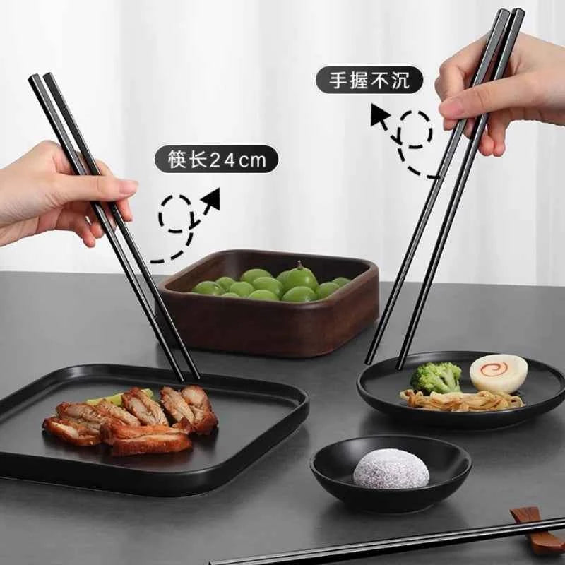24cm Alloy Chopsticks for Home Use Sushi Chopsticks with Anti-Mold, Anti-Slip, and Heat-Resistant Properties Hotel Tableware