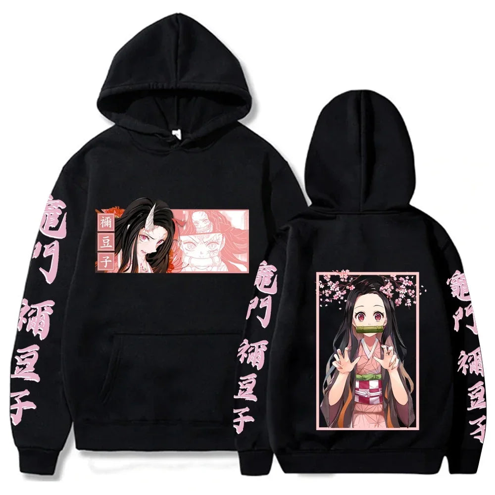 Japan Anime Demon Slayer Kamado Nezuko Printing Women Hoodies Plus Size Sweatshirt Harajuku Girl Autumn Warm Pullover Streetwear