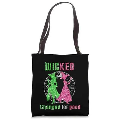 Wicked The Musical Inspired Black Tote Bag  Open-Top Shopper  Shoulder Bag for School, College, Travel & Gift-Giving