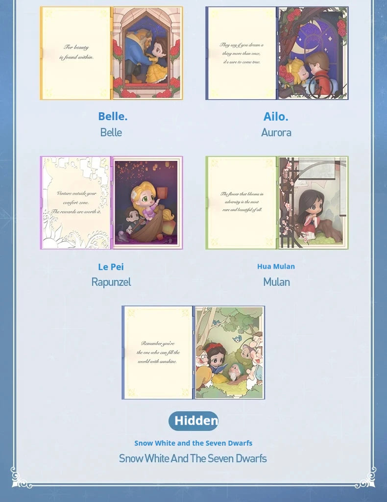 Genuine 100% Disney Princess Talry Tales Series Blind Box Action Figures Toy Collection Desktop Decoration Mystery Box Gift SS69