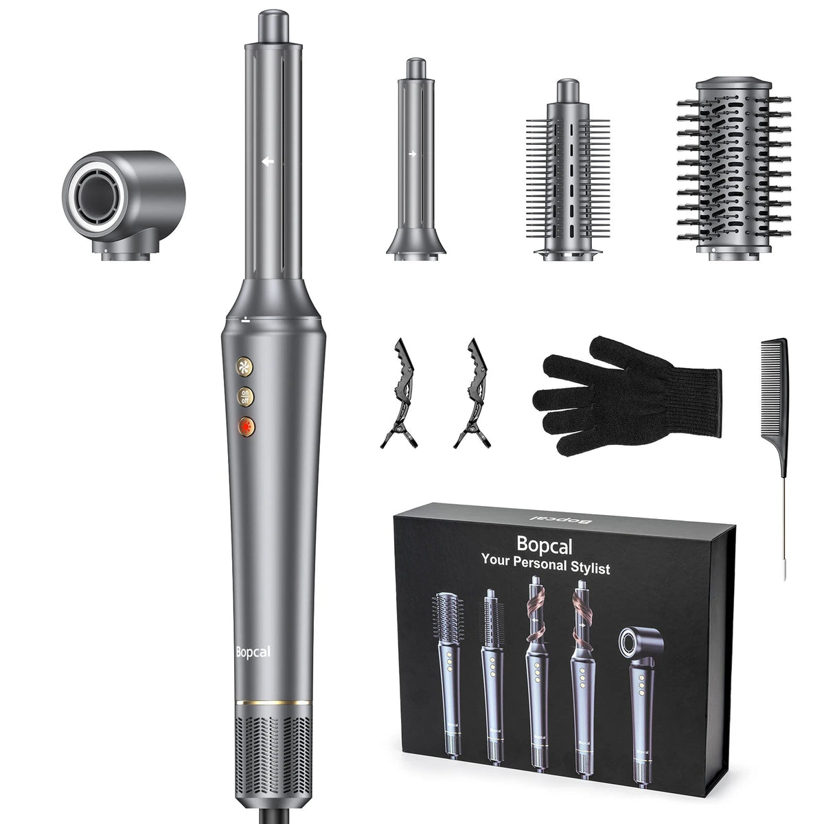 5-in-1 Hair Dryer Airstyler Ion Multistyler Hot Air Brush, 110,000 rpm with 32 mm Automatic Curling Iron, Straightener SS69 97.69 Grey / EU / GERMANY