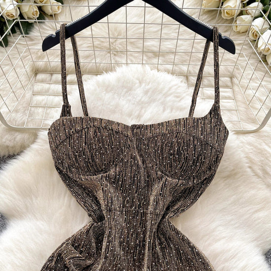 Sexy sleeveless glitter Backless Off Shoulder Fashion Birthday Party Evening Vestido Women Goth Slim Summer Hip Wrap Dress SS69