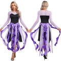 Women Ursula‘s Dress Halloween Carnival Mermaid Octopus Sea Witch Cosplay Costume Long Sleeve Mesh Asymmetrical Hem Dresses