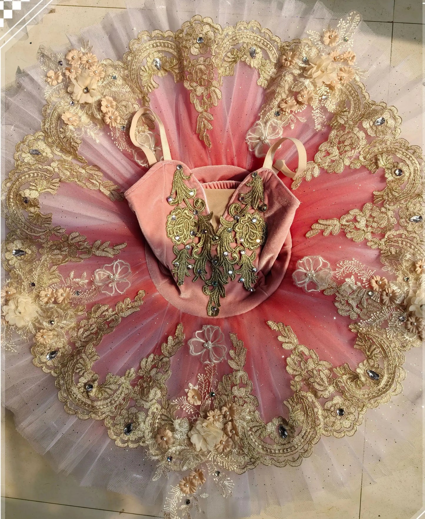 XiuLou Women Professional Ballet Tutu Dress with Lace Applique Performance