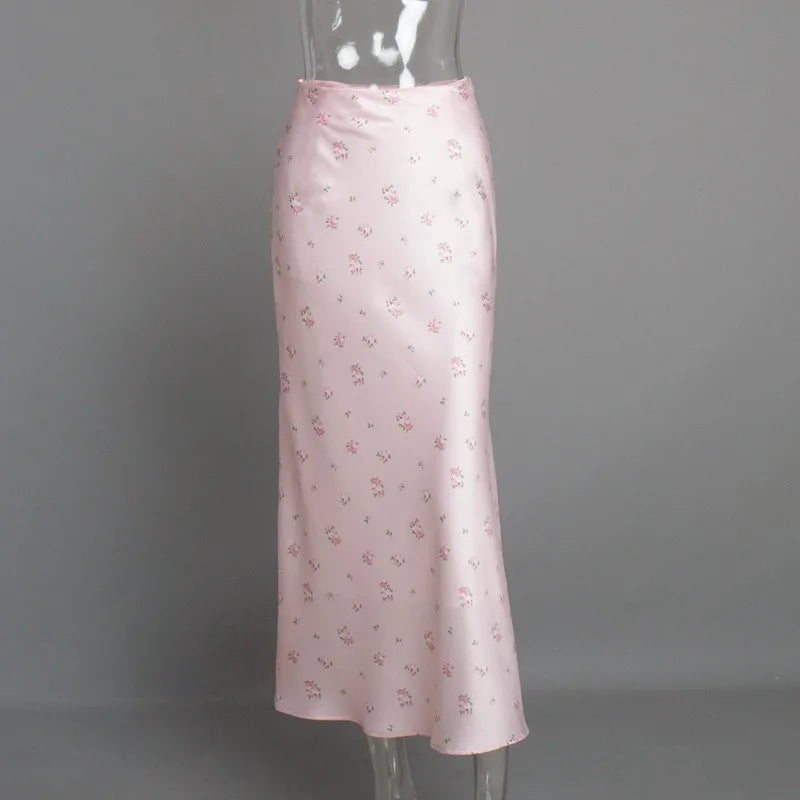 Summer Printed Fashion Long Skirt for Women High Waist Contrast Patchwork Slim Elegant Party Looks Ladies Y2k Maxi Skirt SS69 24.69 Pink / L