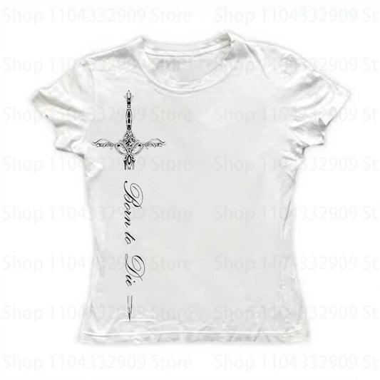 Gothic Grunge Punk Printing Women's Long Sleeve Tee Casual Slim Fit Sexy Chic Emo Girls Crop Top Y2K Harajuku Vintage Streetwear SS69 9.69 WHITE 01 / L