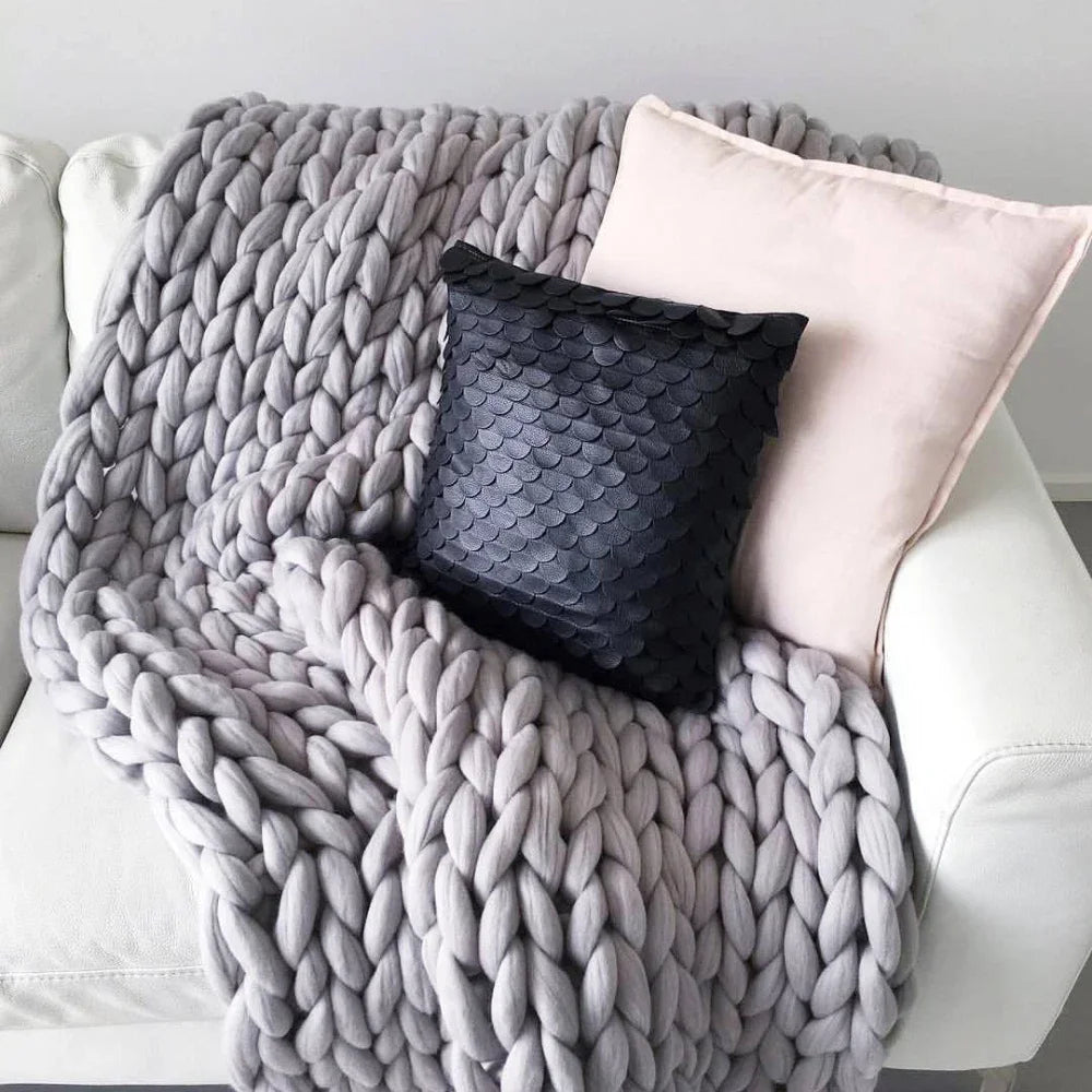 Hand-woven Woolen Blankets, Thick Knitted Blankets, Handmade Woolen Blankets for Beds, Home, Gifts