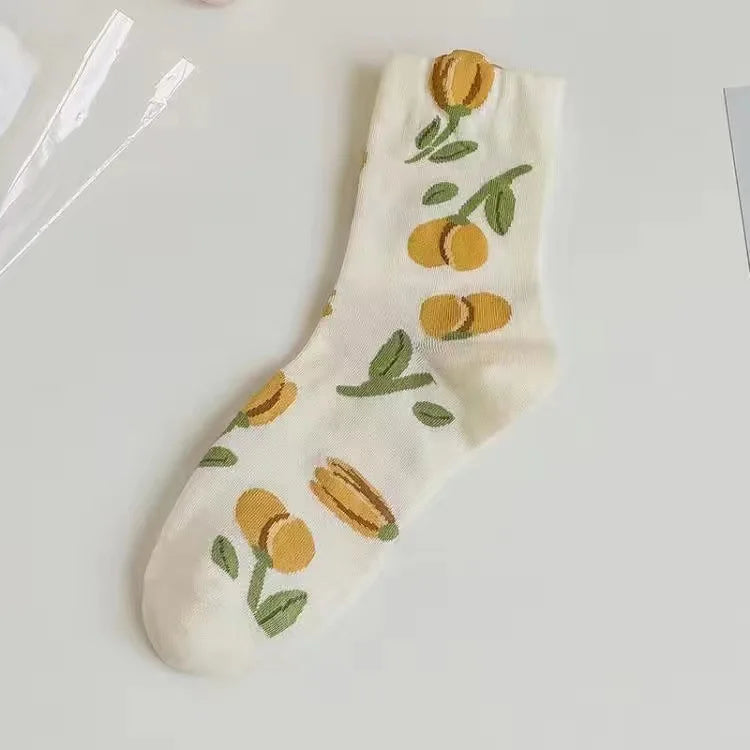 Fashion Harajuku Retro Floral Vintage Socks Woman Novelty Ethnic Elegant Cotton Casual Breathable Ladies Girls Dress Sox Autumn SS69 8.69 LYYZ11H2 / 35 - 40