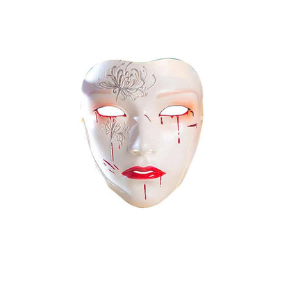 SS69 Ancient Style Full Face Mask, White Retro Hanfu Costume Prop for Adults