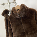 Mueyeruho Women's Faux Mink Fur Sweatshirt - Warm Brown Pullover
