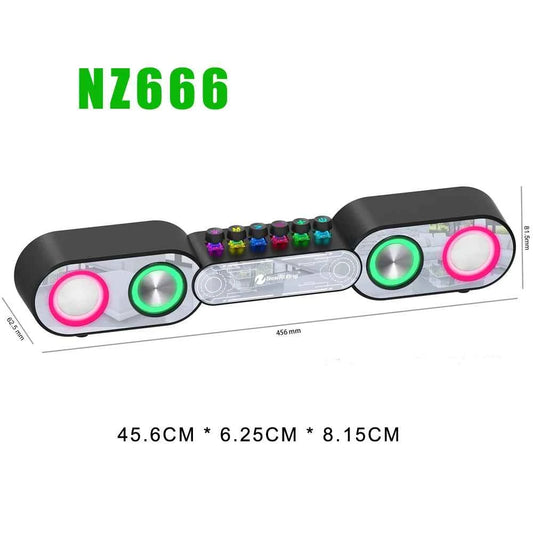 Rechargeable Wooden Alarm Clock with Bluetooth Soundbar Subwoofer Speaker and FM Radio for Home or E-sport Game Room Decoration