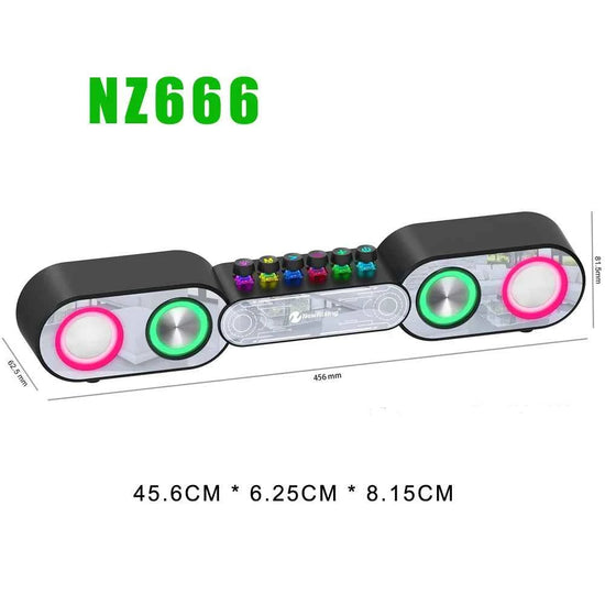 Rechargeable Wooden Alarm Clock with Bluetooth Soundbar Subwoofer Speaker and FM Radio for Home or E-sport Game Room Decoration