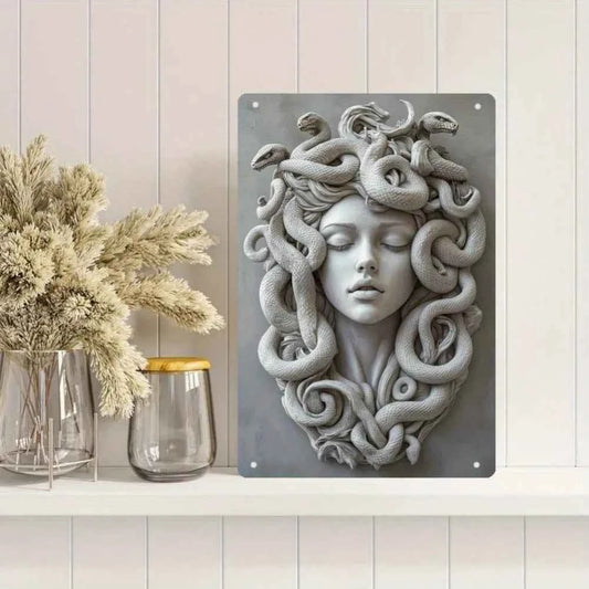 A 2D Metal Wall Decoration Featuring a Medusa Theme, Suitable for Homes, Bars, Offices, And Living Rooms - a Vintage-Style