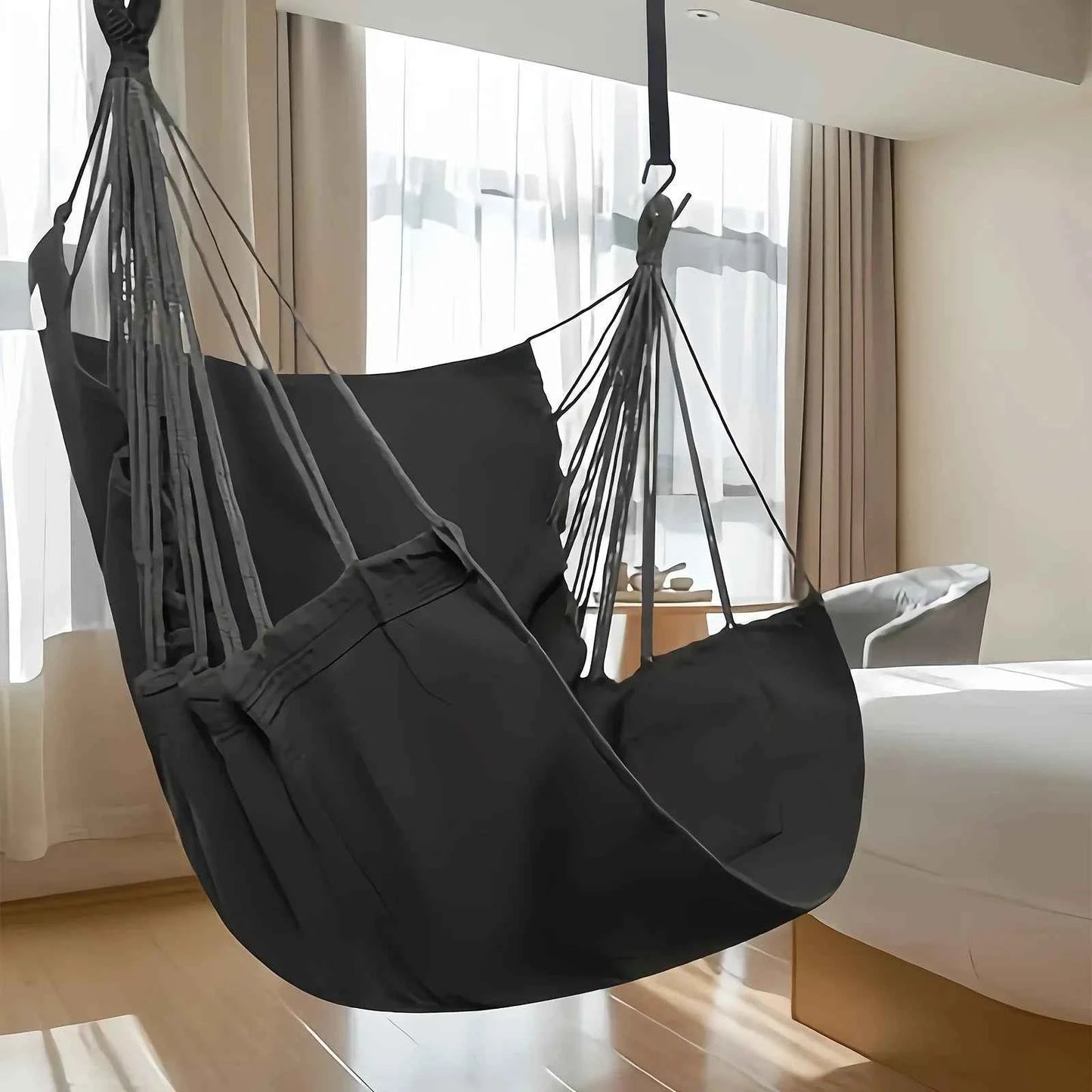Portable Fabric Hammock Chair with Anti-Tip Design - Includes Storage Bag for Patio, Garden, Dorm & Outdoor Relaxation