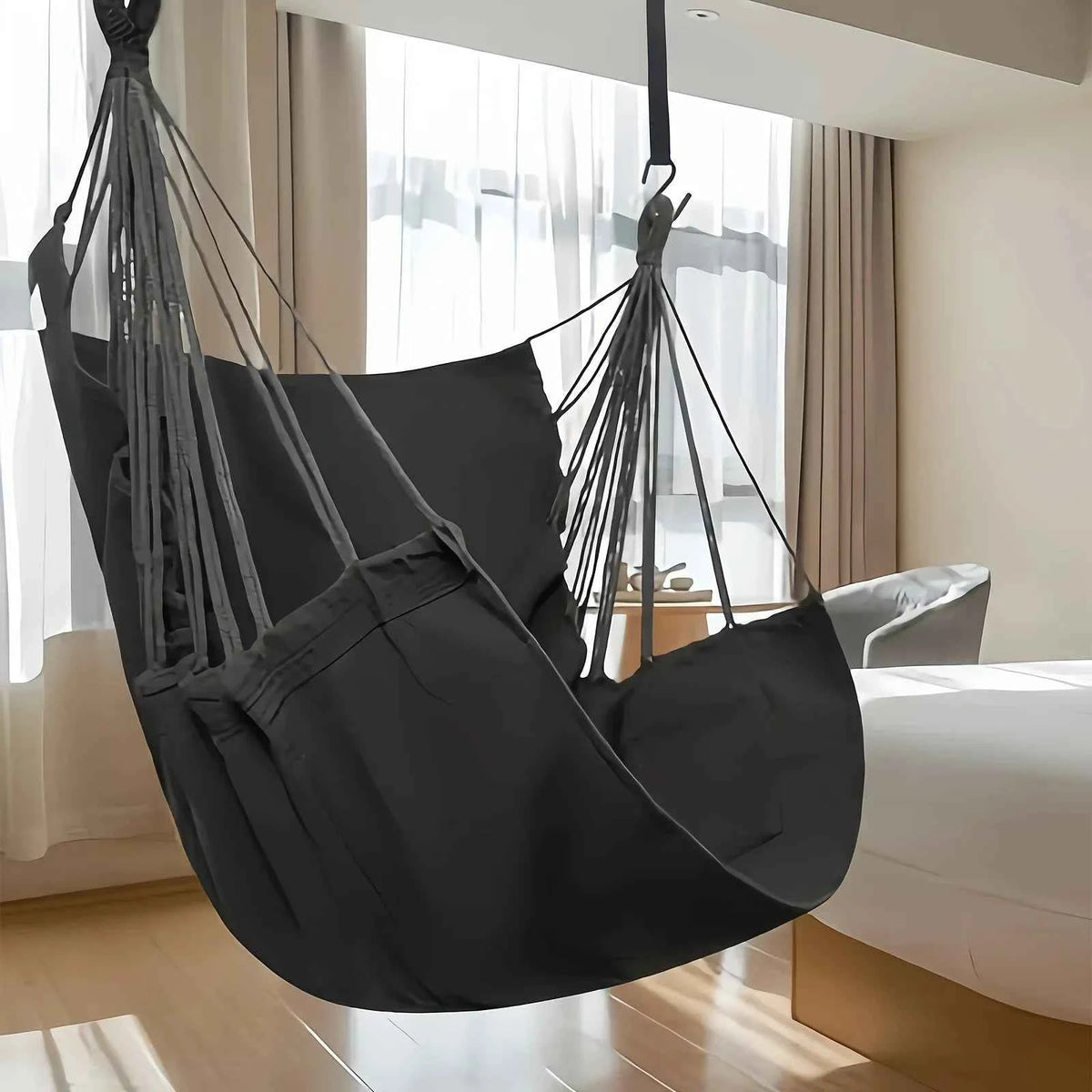 Portable Fabric Hammock Chair with Anti-Tip Design - Includes Storage Bag for Patio, Garden, Dorm & Outdoor Relaxation