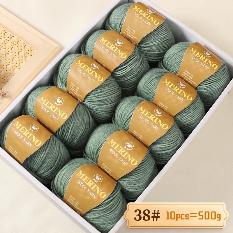 500g of High-Quality 212 Medium-Fine Alpaca Wool Yarn, Suitable for Knitting Sweaters, Scarves, and Hats, 10 Skeins/Pack