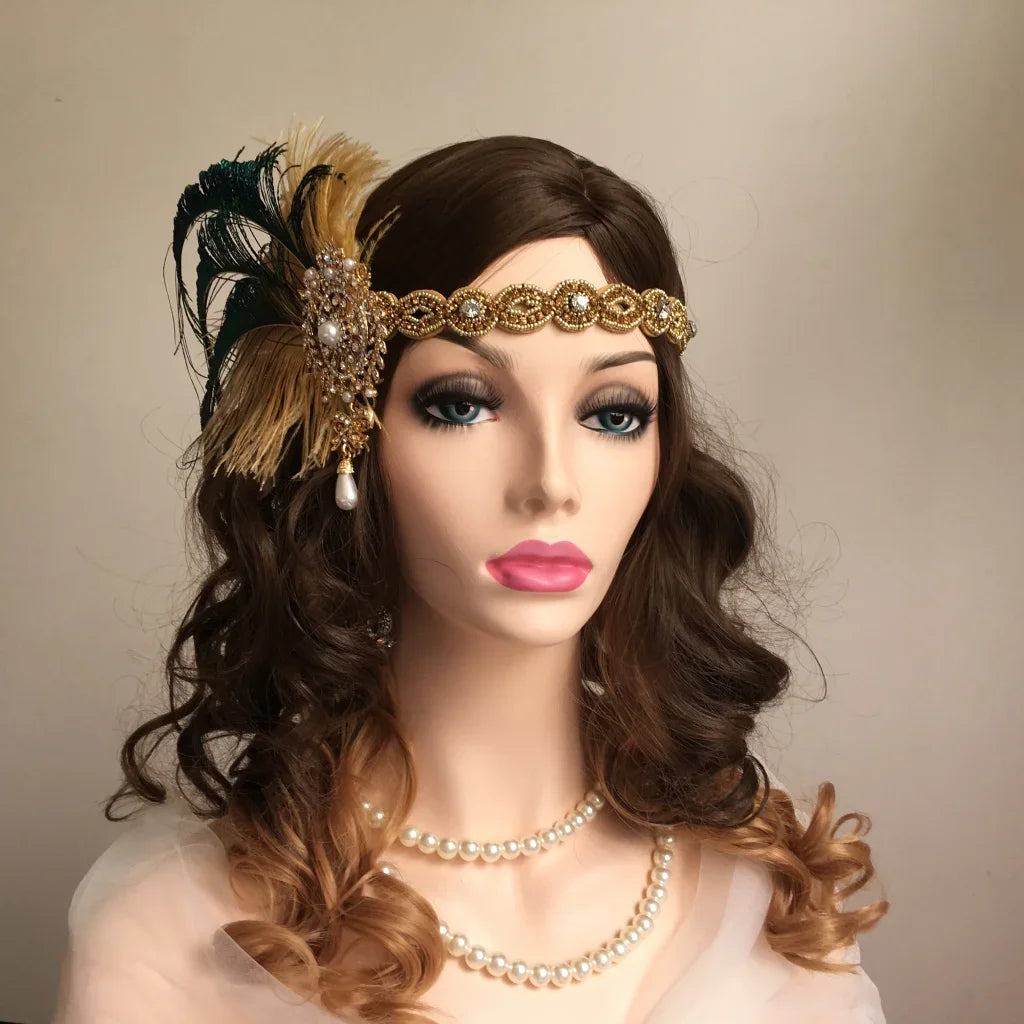 1920s Headpiece Great Gatsby Accessories Flapper Headband Wedding Headpieces for Bride Roaring 20's Art Deco Hair Clip SS69