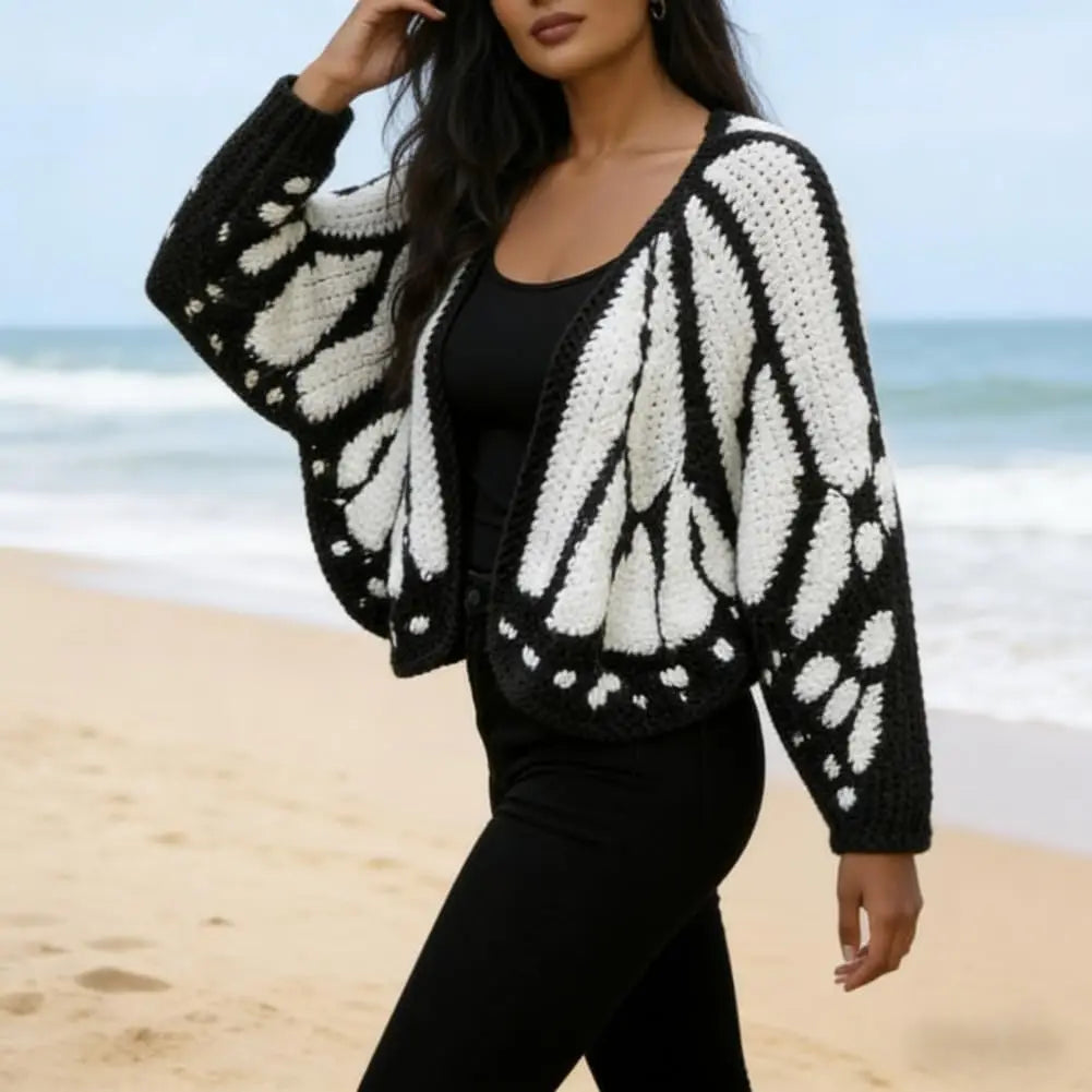 Monarch Butterfly Crochet Knit Cardigan Sweater with Wing Design Women's Fashion Butterfly Cardigan Mother's Day Excellent Gift