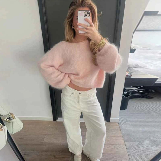 Warm Printed High Collar Knit Cardigans Women Contrast Jacquard Zipper Full Sleeve Pocket Sweater 2026 Spring Lady Chic Knitwear