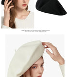 100% Wool Oversize Women's Beret Hat - Warm & Stylish Painter Cap
