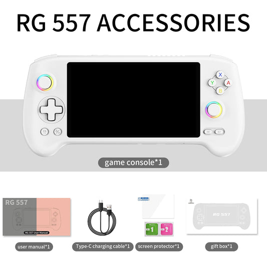 ANBERNIC RG557 Retro Handheld Game Console 5.48 Inch AMOLED Screen Handheld Emulator Android 14 System Dimensity 8300 Processor