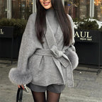 TARUXY Women's Double-Sided Wool Coat with Removable Sashes