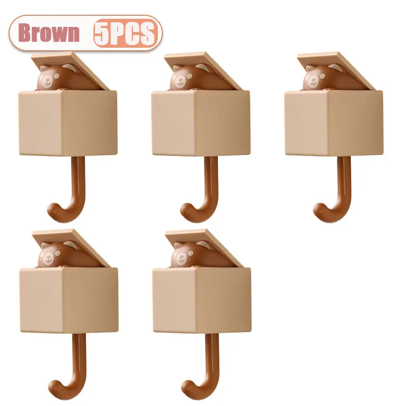 Self-Adhesive Cat Wall Hooks, Cute Animal Decorative Hanger