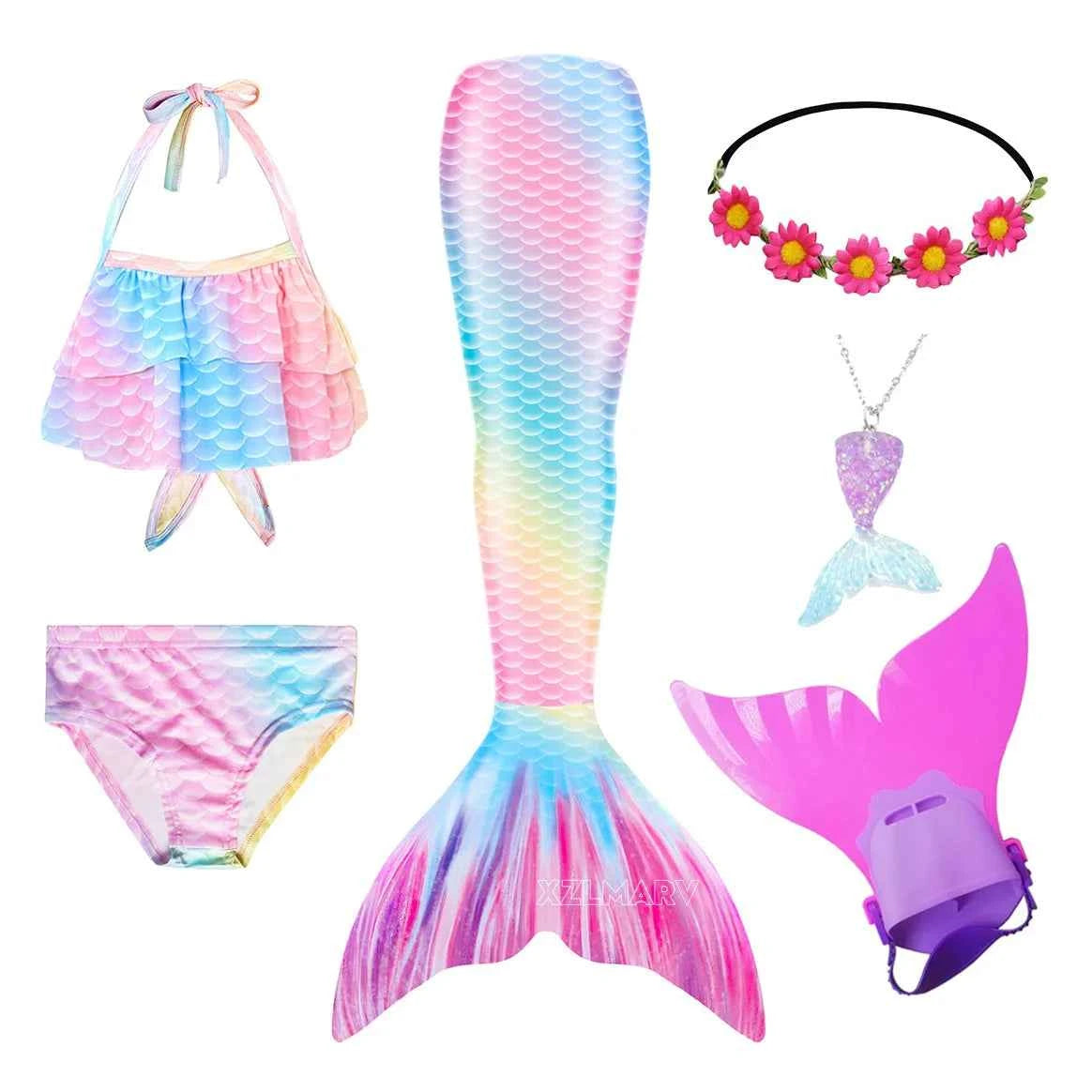 Mermaid Costume for Girl Mermaid Tail for Swimming Can Add Monofin Fin Girls Ariel Mermaid Costumes Cosplay Birthday Gift