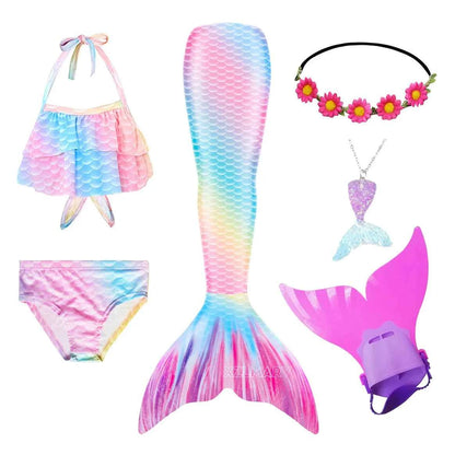 Mermaid Costume for Girl Mermaid Tail for Swimming Can Add Monofin Fin Girls Ariel Mermaid Costumes Cosplay Birthday Gift