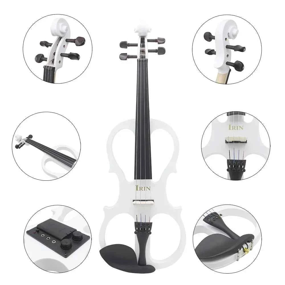 IRIN 4/4 Electric Violin Maple Body Silent Violin With Bow Case Headphone Cable Violin Shoulder Rest Aluminium Alloy Accessories