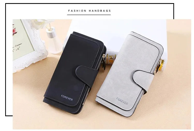ZeAiLi Long PU Leather Clutch Wallet with Animal Paw & Butterfly Print