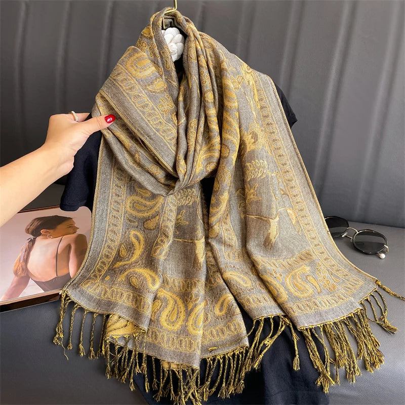 Luxury Brand Autumn Cashmere Pashmina Shawl Lady Wrap Warm Winter Scarves Design Print Female Foulard Cotton Stoles Scarf 2023 SS69 13.69 T099-12