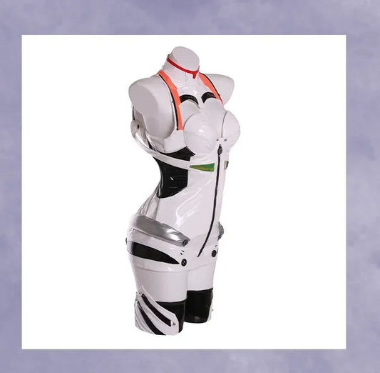 Ayanami Rei Anime Cosplay Costume Set with Shoulder Armor and Wig