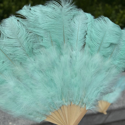 Handheld Big White Ostrich Feather Fan 100CM 130CM Feathers for Carnival Stage Performance Belly Dance 13 Bone Crafts Fan