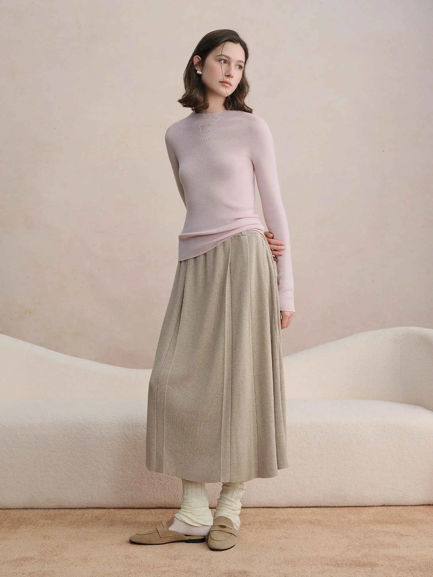 DUSHU Seamless Half-high Collar Pure Wool Pullovers Women Plus Size Autumn Winter Bottoming Sweater Solid Soft Breathable Tops