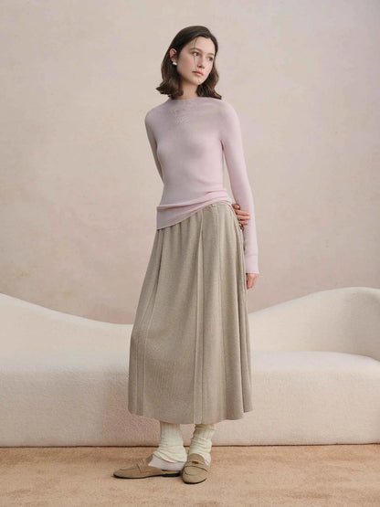 DUSHU Seamless Half-high Collar Pure Wool Pullovers Women Plus Size Autumn Winter Bottoming Sweater Solid Soft Breathable Tops