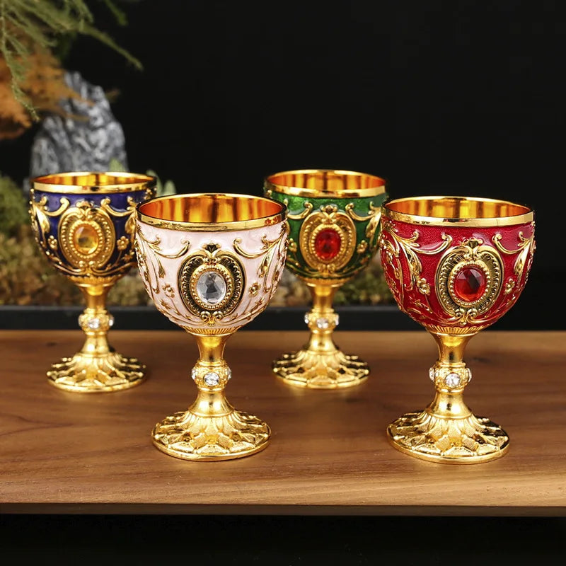 Vintage Medieval Hand-Engraved Metal Wine Goblet