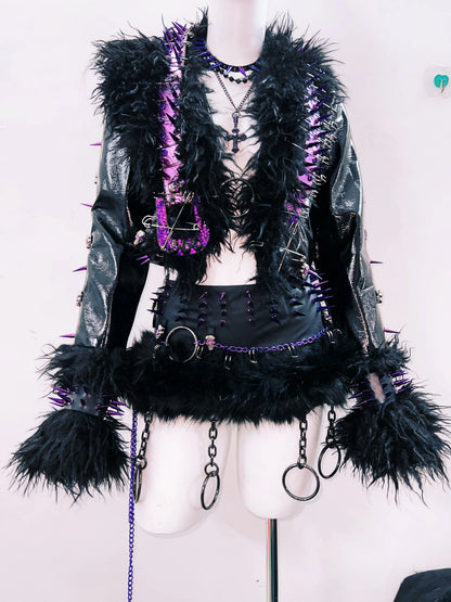 rivet Leather jacket Skull Leather jacket Gothic Leather jacket y2k Leather jacket Harajuku Leather jacket Unique Leather jacket