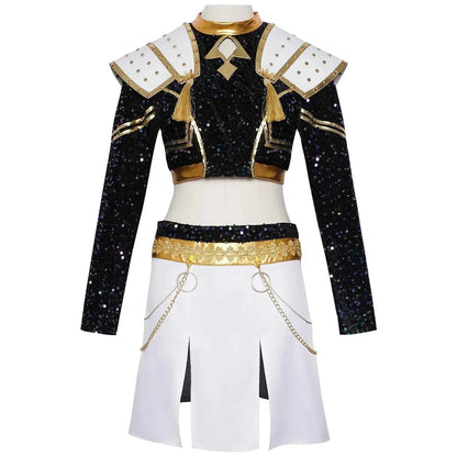 Kids Rumi Zoey Mira Cosplay KPop Demon Hunters Costume Women Girls Black Golden Suit Saja Boys Halloween Role Playing Outfits