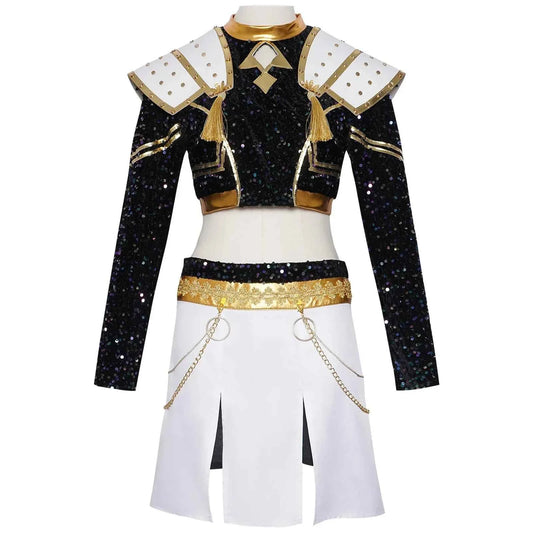 Kids Rumi Zoey Mira Cosplay KPop Demon Hunters Costume Women Girls Black Golden Suit Saja Boys Halloween Role Playing Outfits