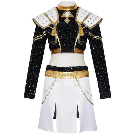 Kids Rumi Zoey Mira Cosplay KPop Demon Hunters Costume Women Girls Black Golden Suit Saja Boys Halloween Role Playing Outfits