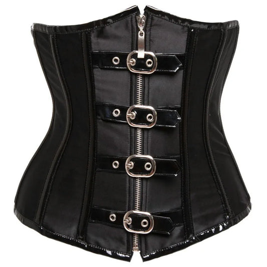 SS69 Red Steampunk Underbust Corset with Zipper and Belt Buckle