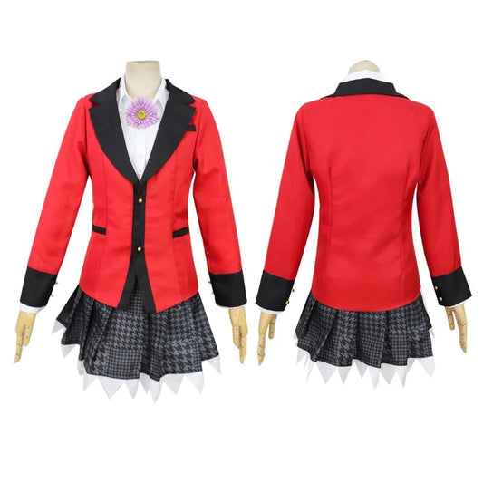 Anime Kakegurui Cosplay Costume Kirari Momobami Uniform Yumeko Sayaka Compulsive Gambler Japanese School Girl Pleated Skirt Suit SS69
