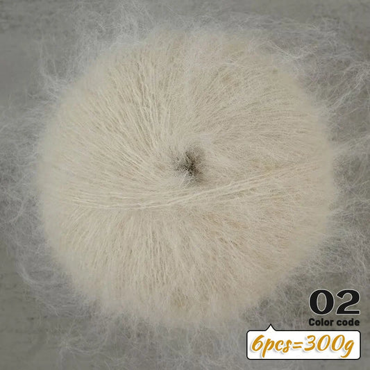 300g Colorful Long-Haired Alpaca Mohair Yarn Handmade DIY Material Knitting Autumn and Winter Fashion Women's Sweater Sweater Jacket Shawl Yarn Ball 1 Piece = 6 Pieces = 300g