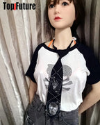 Women Men Y2K Girl Boy Gothic Harajuku Punk Steampunk Pre-Tied Ties Skeleton Necktie Accessories Halloween Cosplay Tie Choker SS69