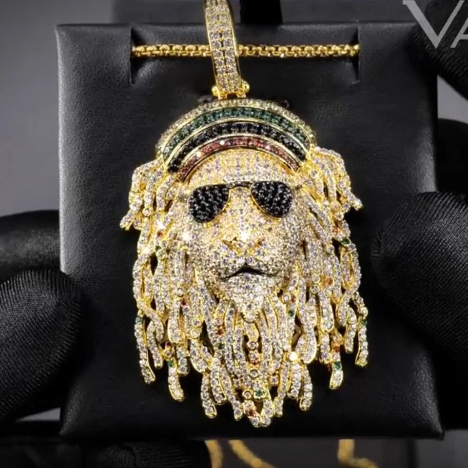 VANAXIN Cool Lion Head Design Pendants  Necklaces Handsome for Men Big Punk Luxury Jewellery Friendship Gift Gold Color Gift SS69