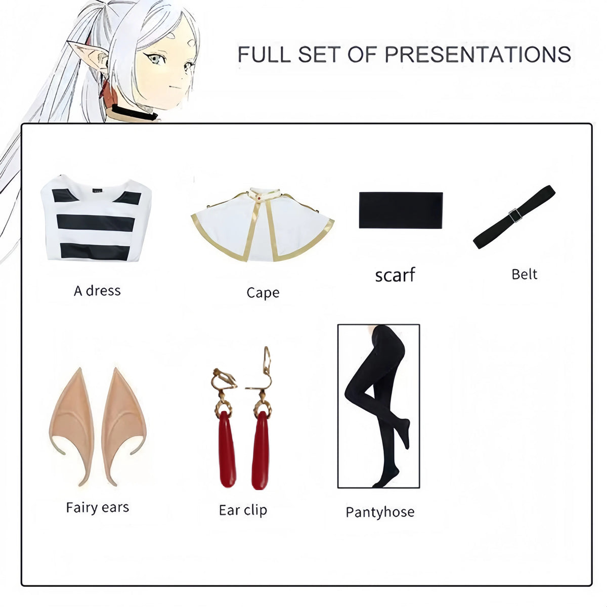 Anime Frieren Cosplay Costume Frieren: Beyond Journey's End Cosplay Frieren Dress Women Halloween Witch Costume Frieren Cosplay